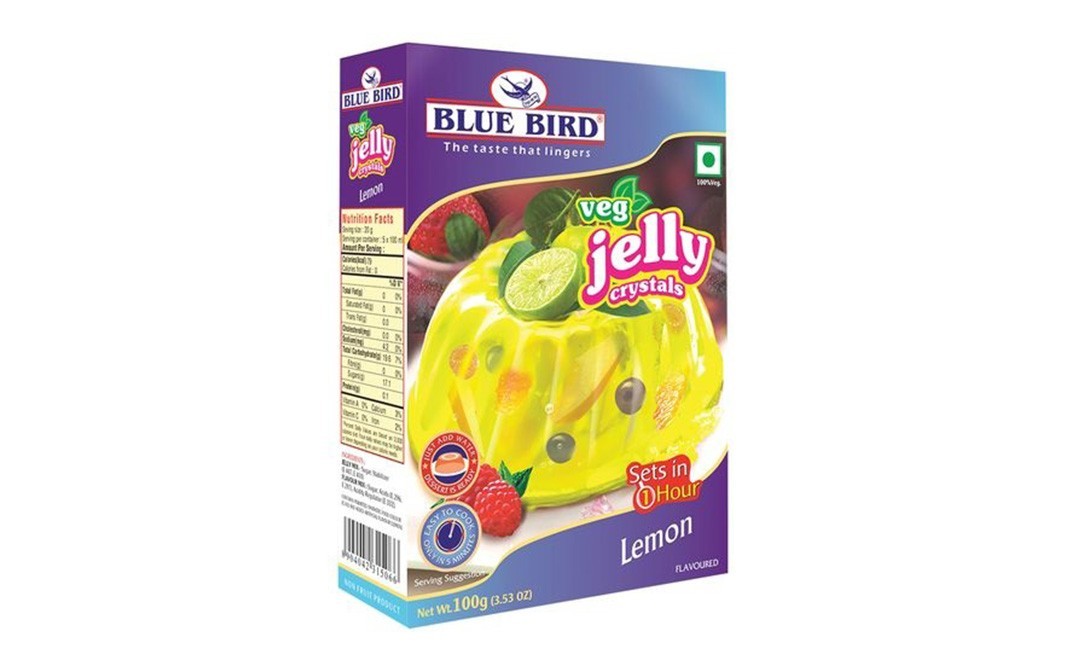 Blue Bird Veg jelly Crystals, Lemon Flavoured    Box  100 grams